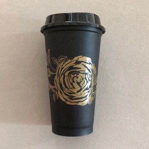 Starbucks Black Rose Gold Reusable Cup Fall nwt